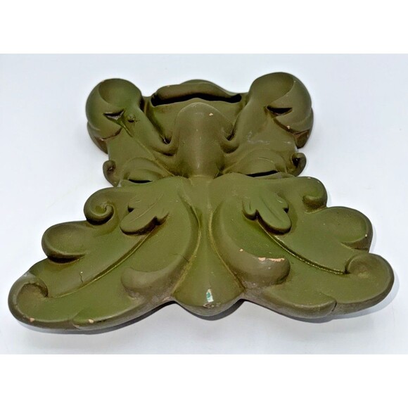 Vintage Chalk Ware Green Garden Grouch Garden Wall Art Wall Hanging 9.5” - Picture 6 of 12